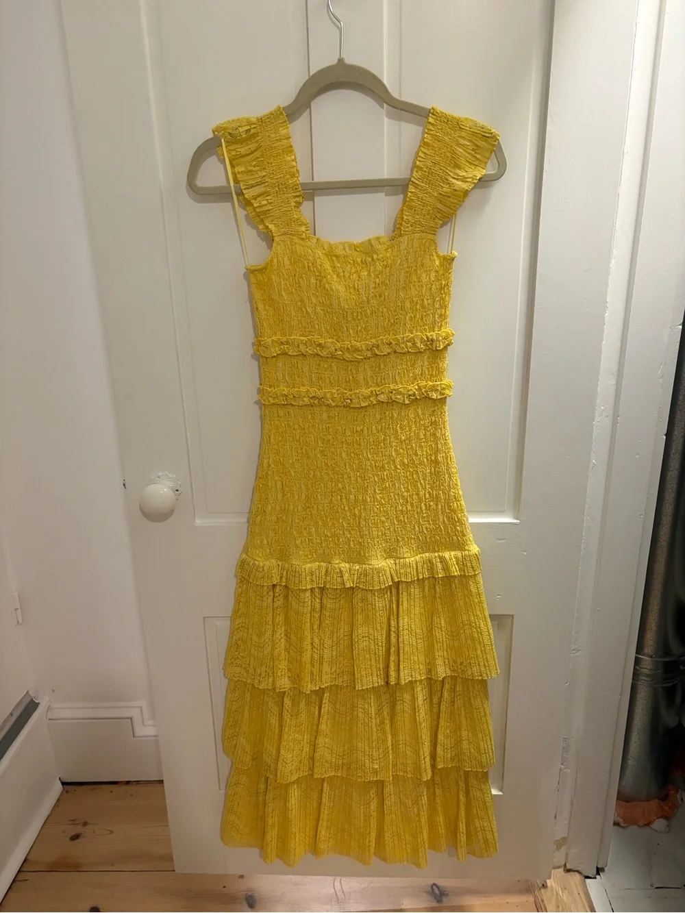 SAYLOR Bright Yellow Ruffle Tiered Maxi Dress